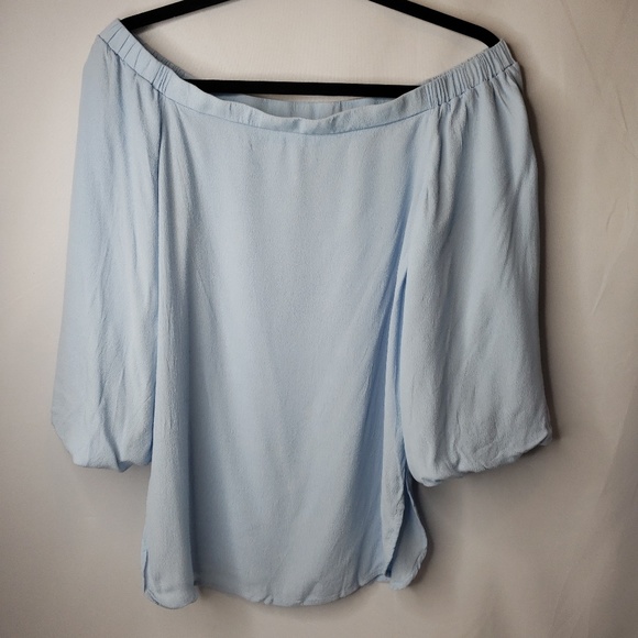 Soprano Blue Off Shoulder ¾ Sleeve Blouse Med - Picture 1 of 4